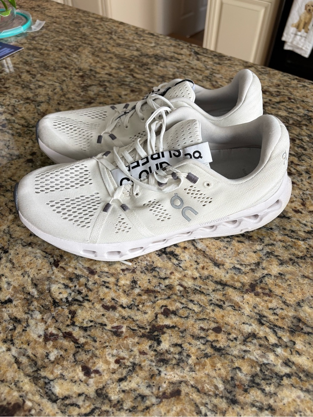 On Running White Athletic Running Shoes - Picture 2 of 5